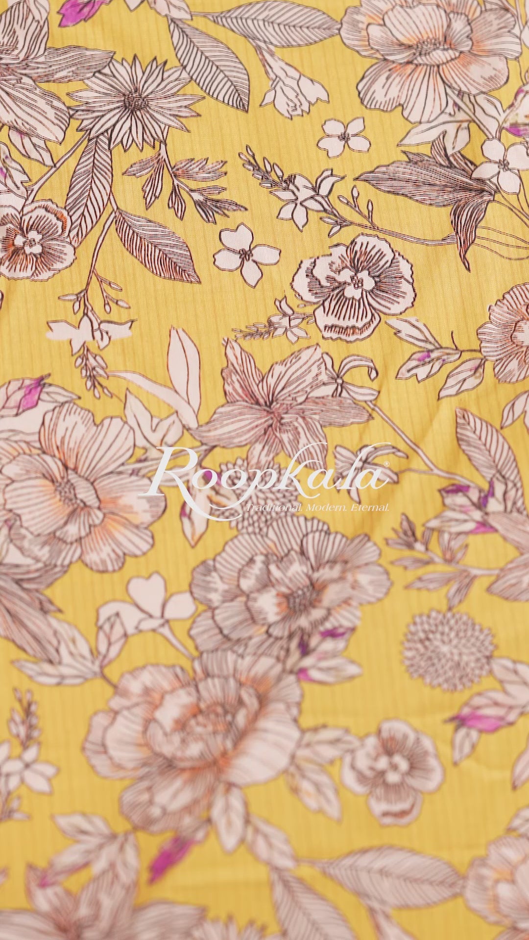 Corn Yellow Floral Printed Cotton