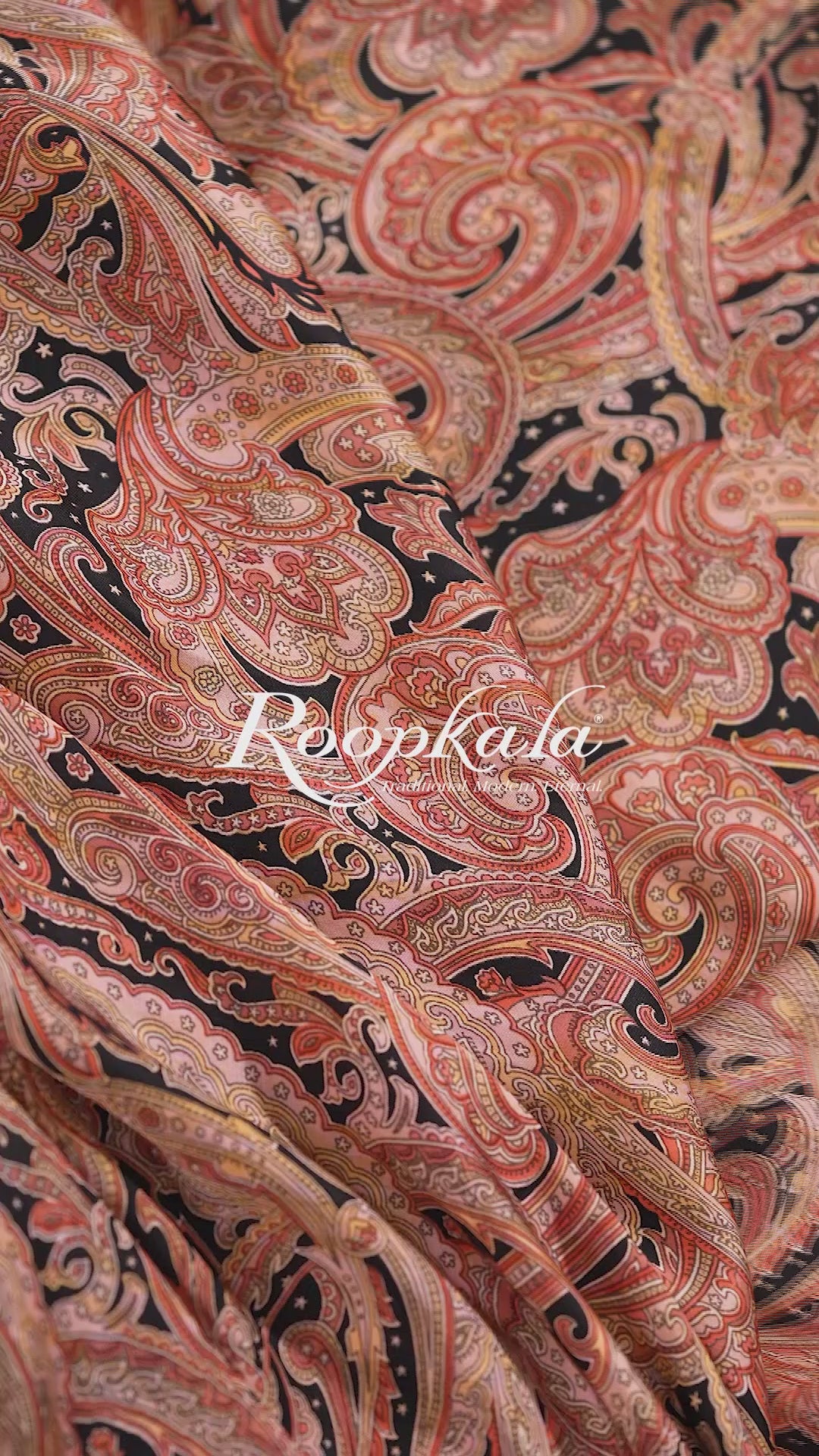 Black With Contrast Paisley Printed Modal Satin