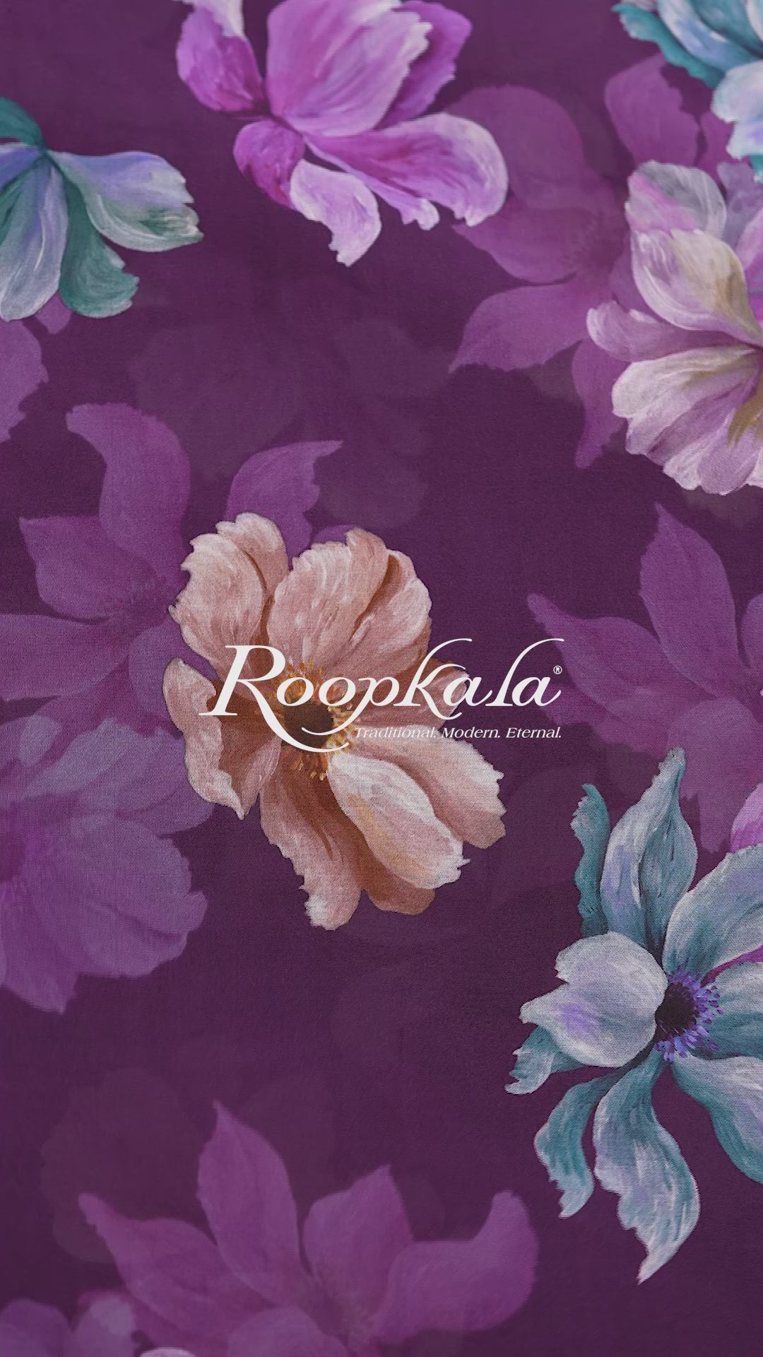Midnight Orchid Floral Printed Voile