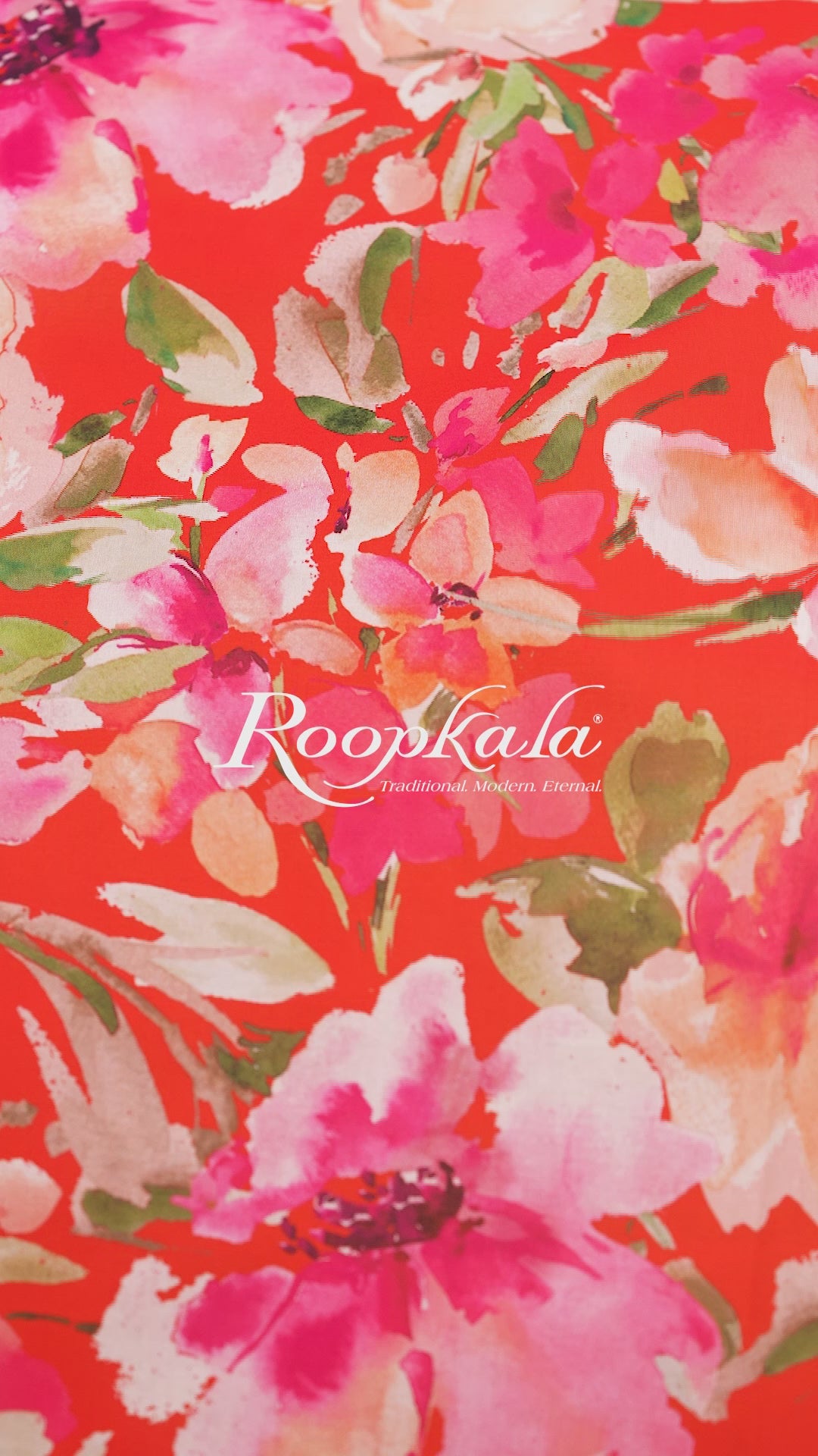 Bold Red Floral Print Voile