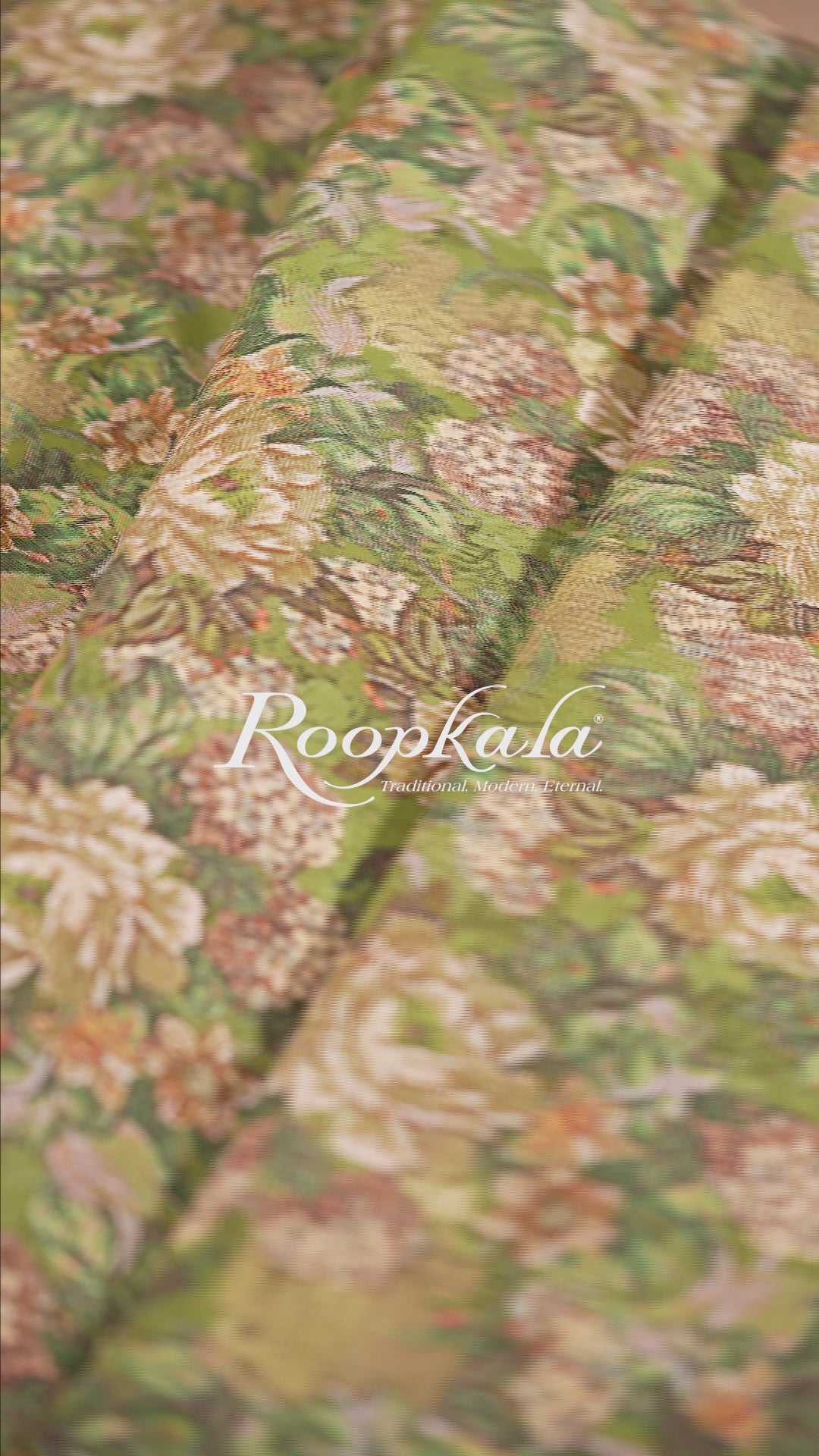 Hues Of Olive With Floral Print Voile