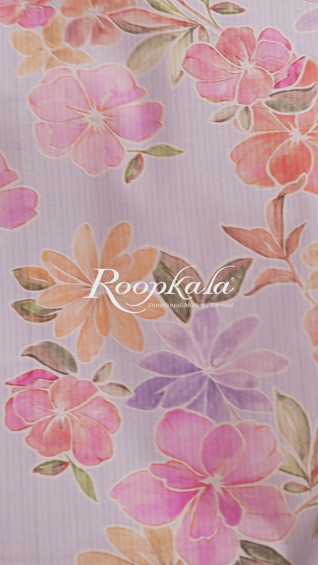 Soft Purple With Vibrant Floral Printed Cotton