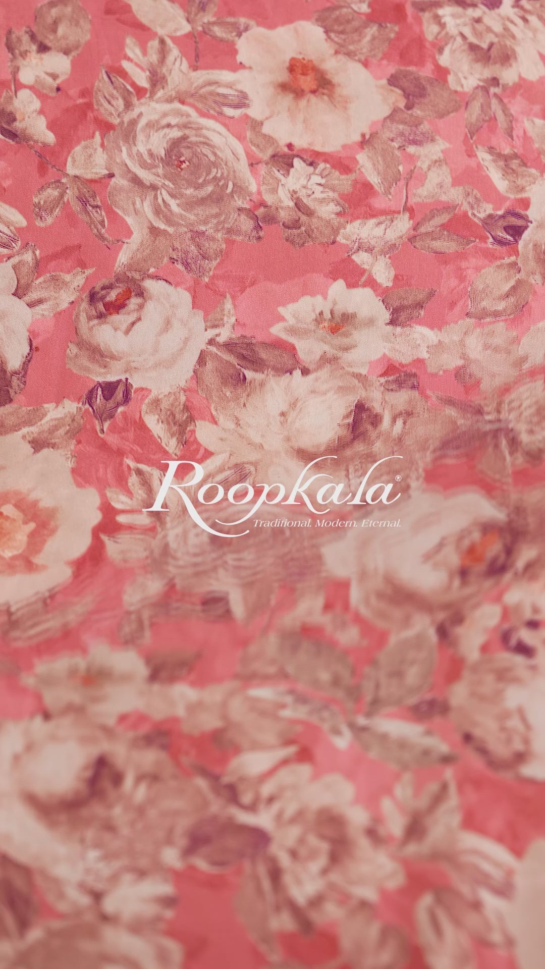 Sorbet Peach Floral Printed Modal Satin