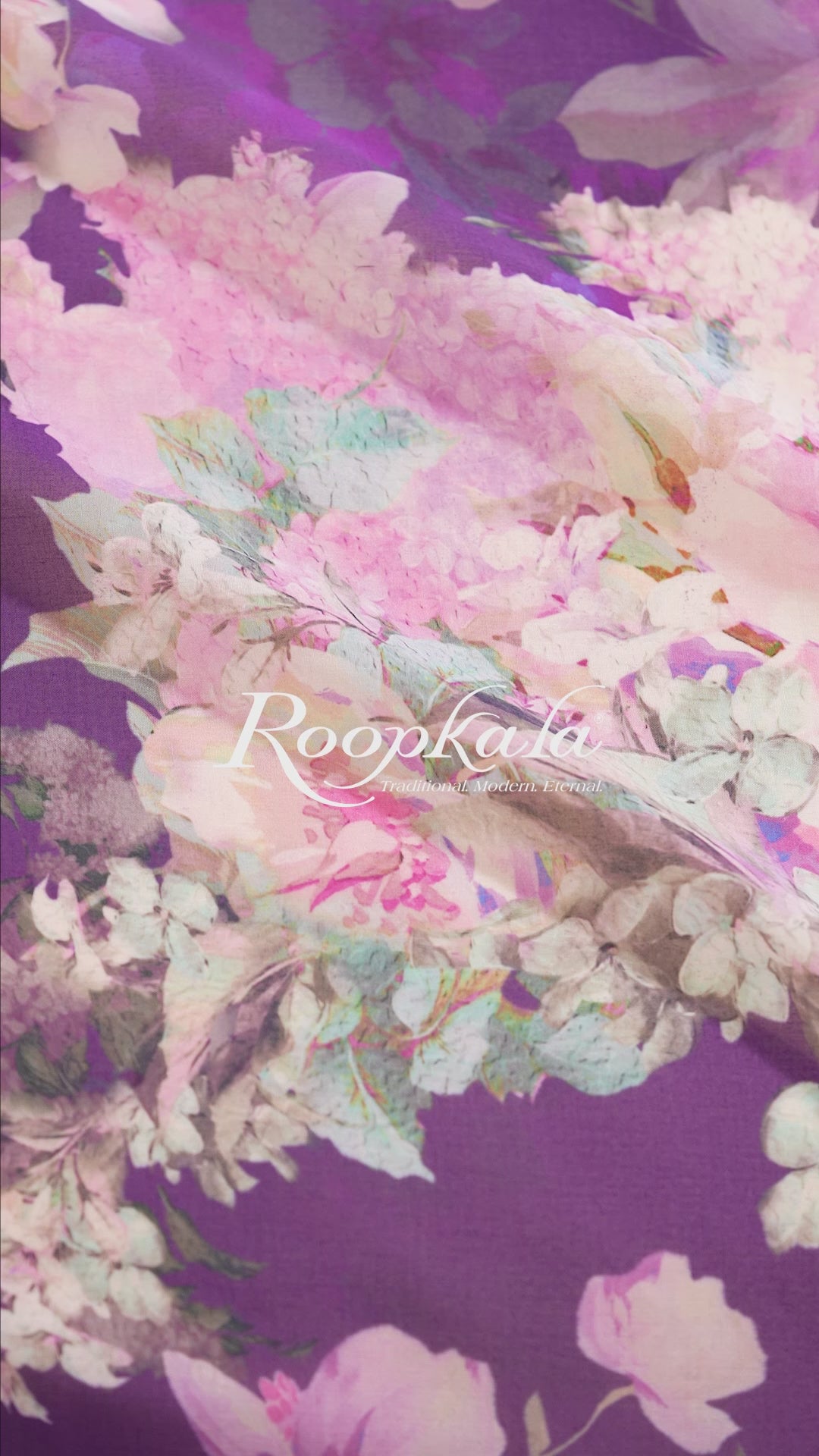 Dark Purple With Contrast Floral Print Voile