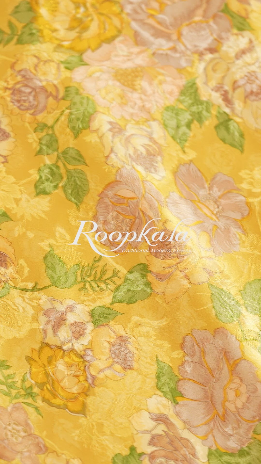 Marigold Beam Floral Printed Jacquard Silk