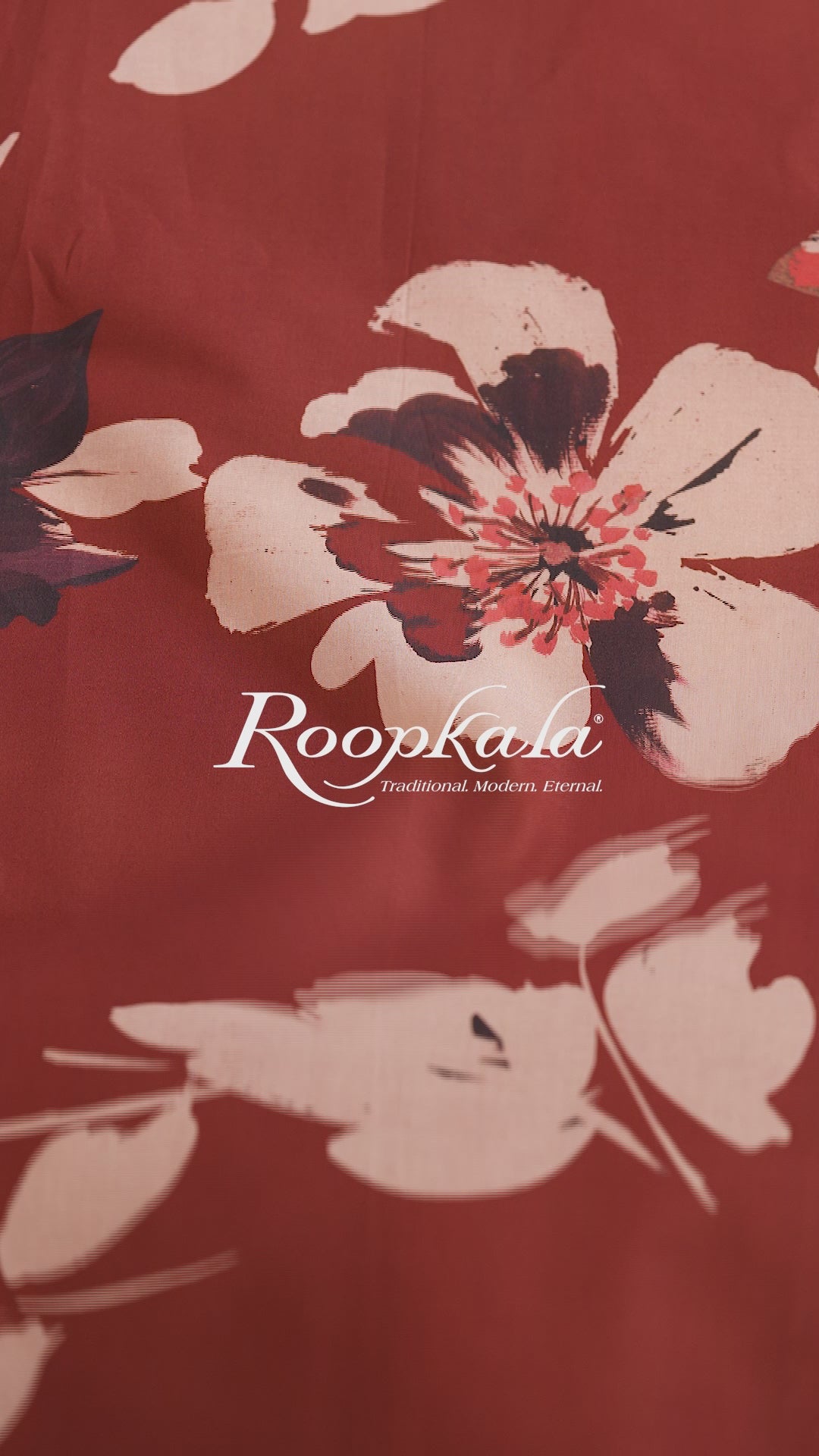 Brick Red Floral Printed Cotton