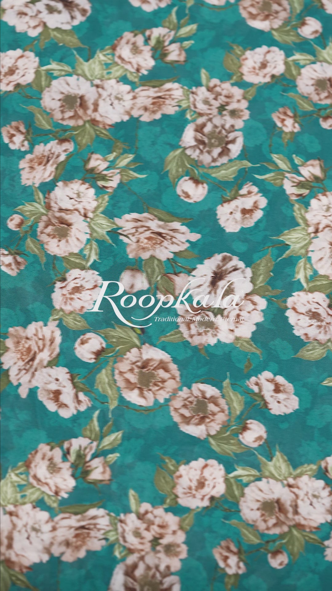 Teal With Floral Print Voile