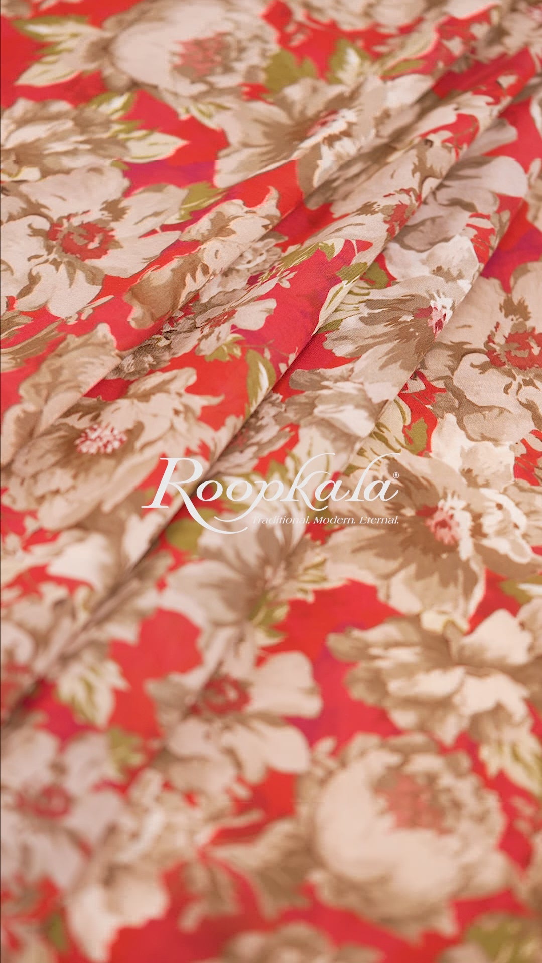 Scarlet Red Floral Printed Voile