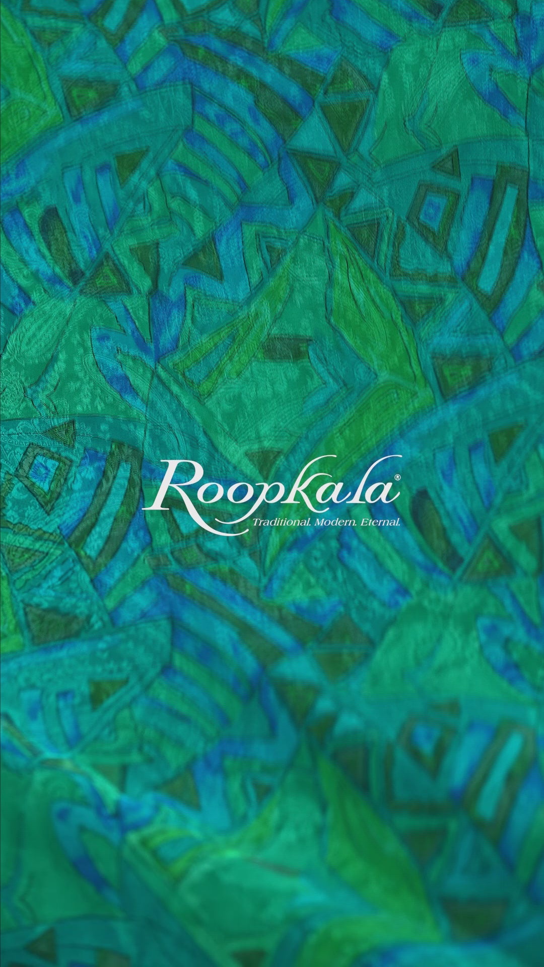 Emerald Crystal Abstract Printed Pure Silk