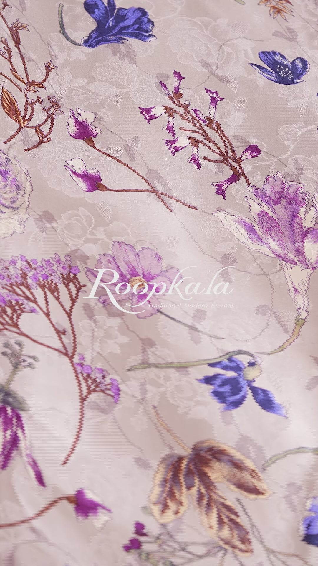 Slate Shadow With Contrast Floral Printed Jacquard Silk
