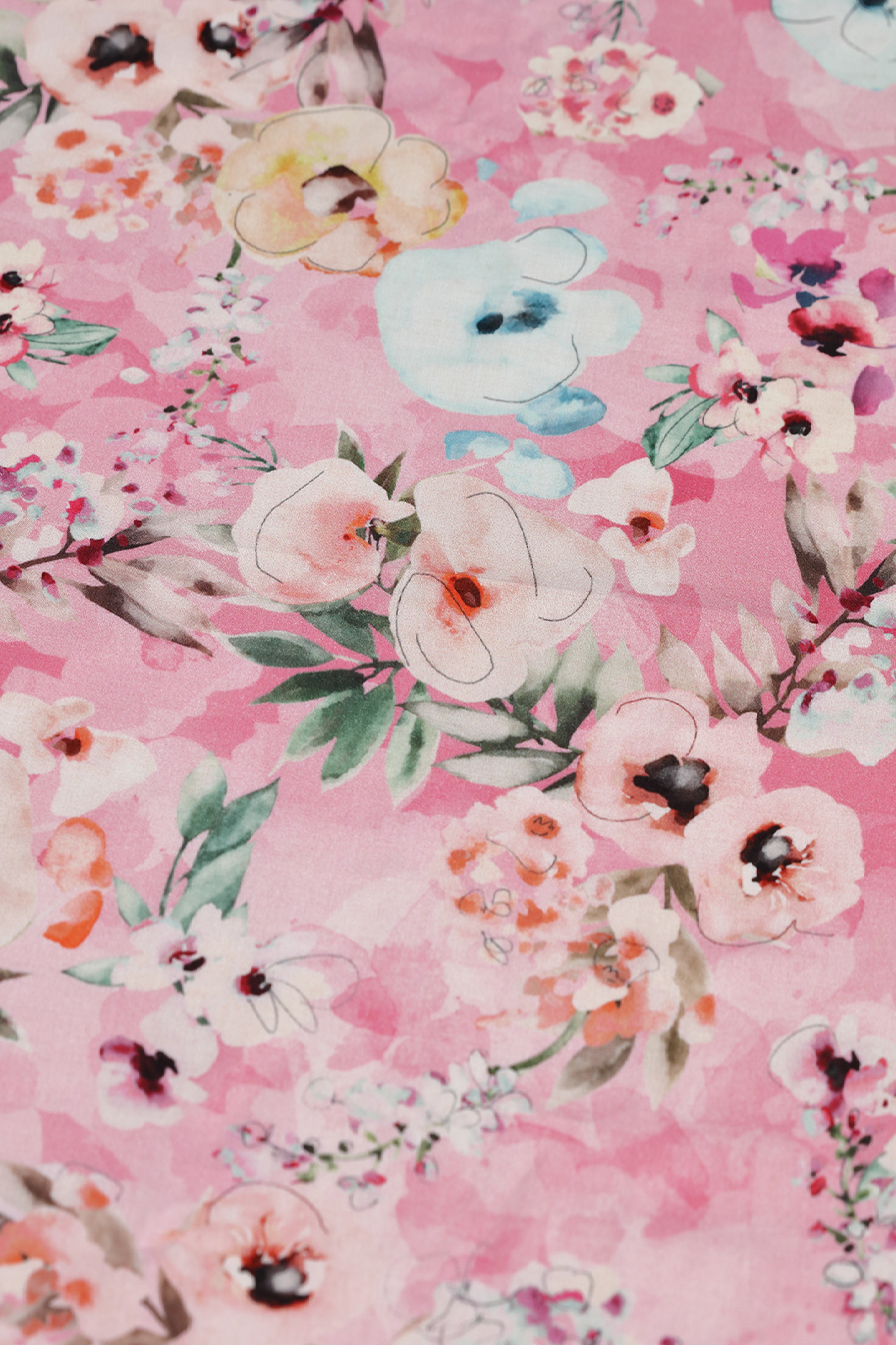 Rosé Pink Floral Printed Cotton