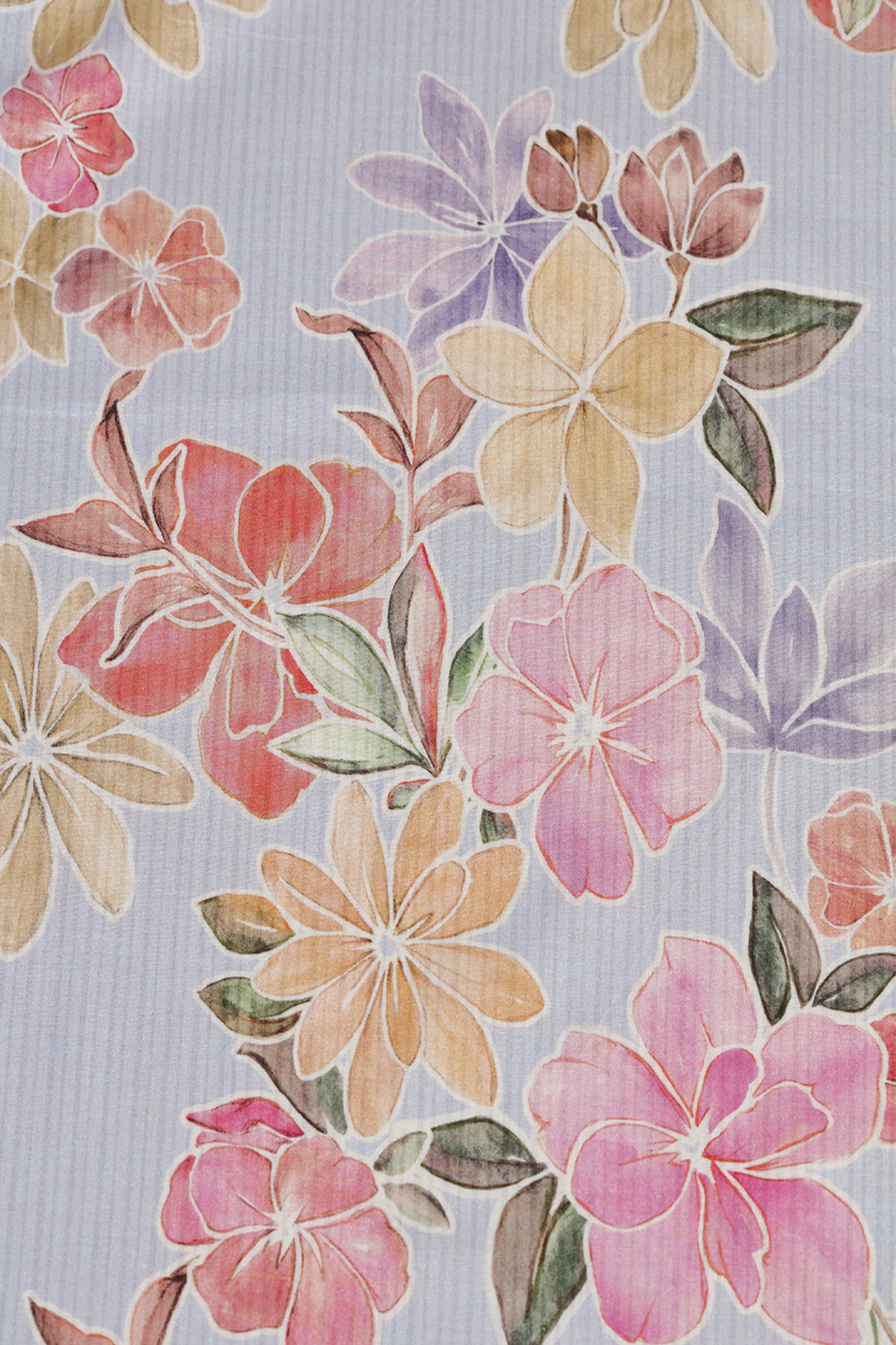 Soft Purple With Vibrant Floral Printed Cotton