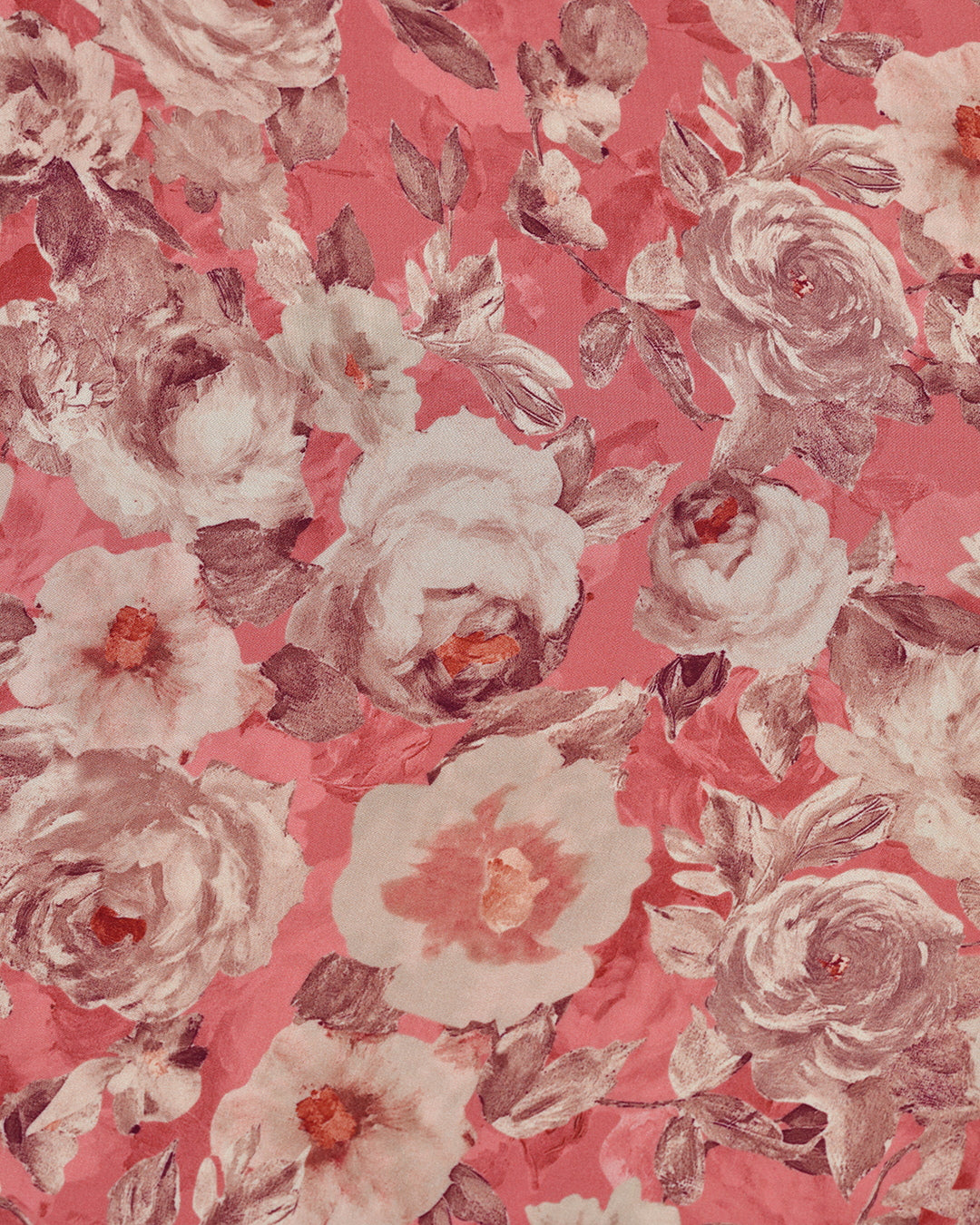 Sorbet Peach Floral Printed Modal Satin