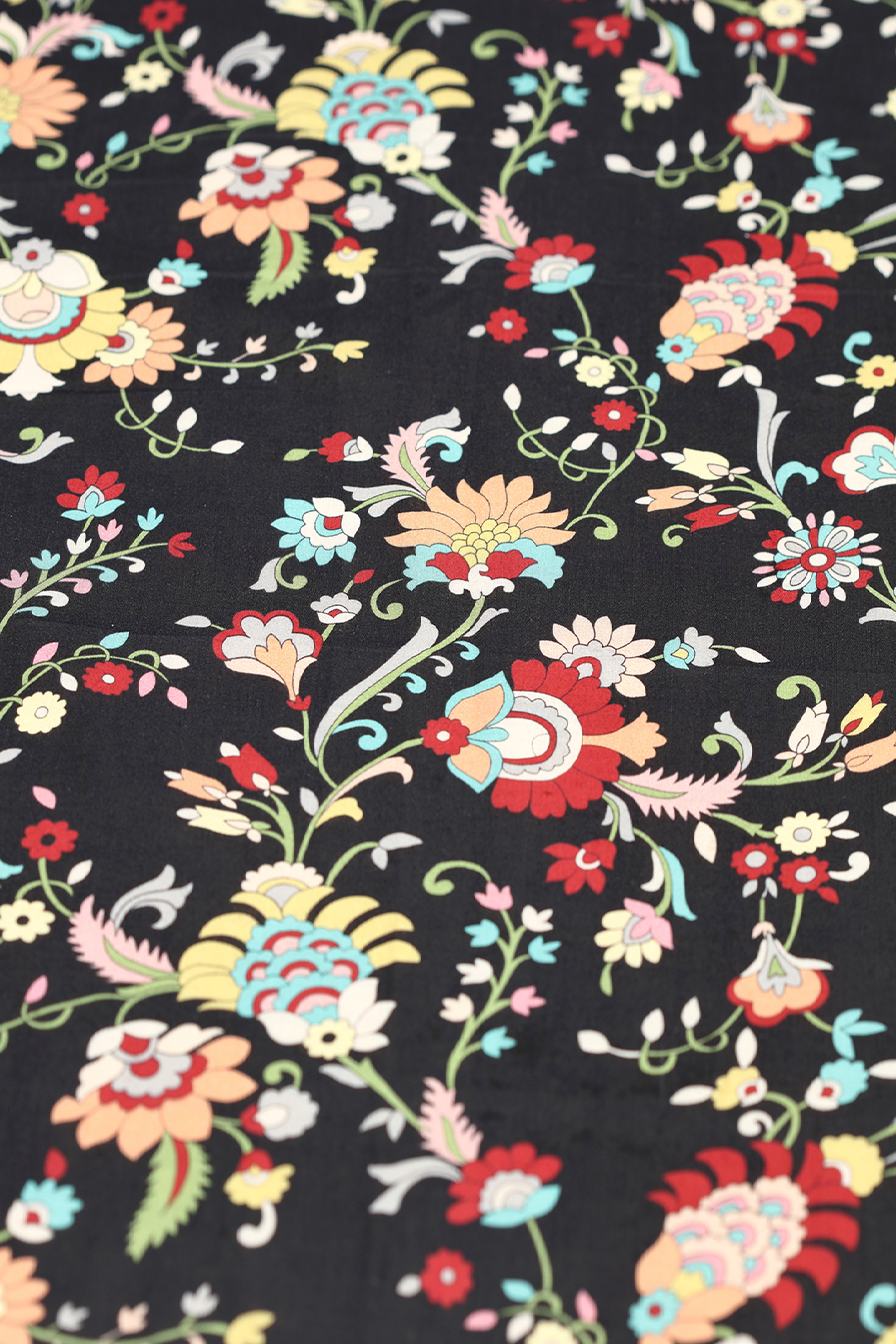 Stealth Black With Contrast Pop Printed Cotton