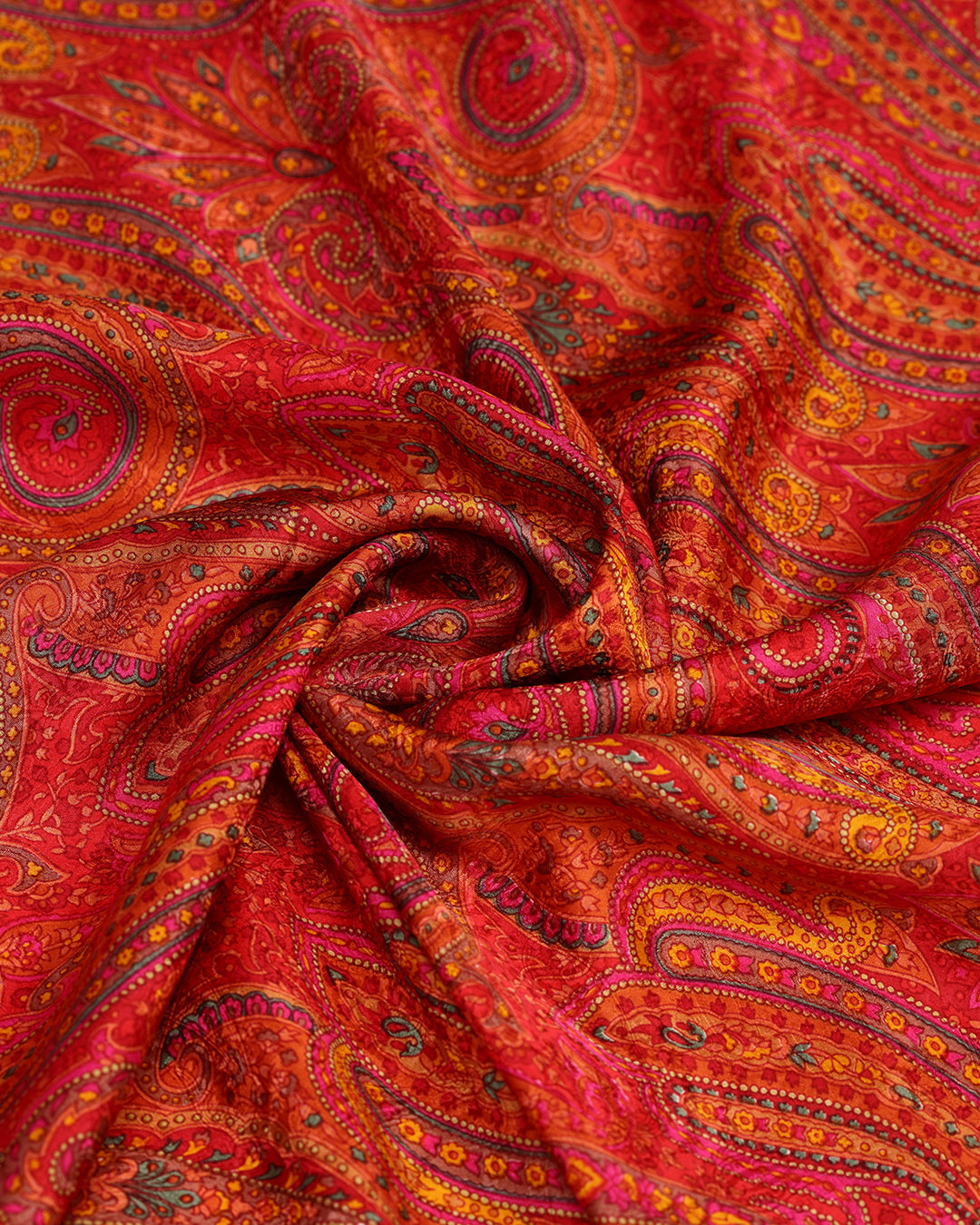 Striking Sunrise Paisley Printed Pure Silk