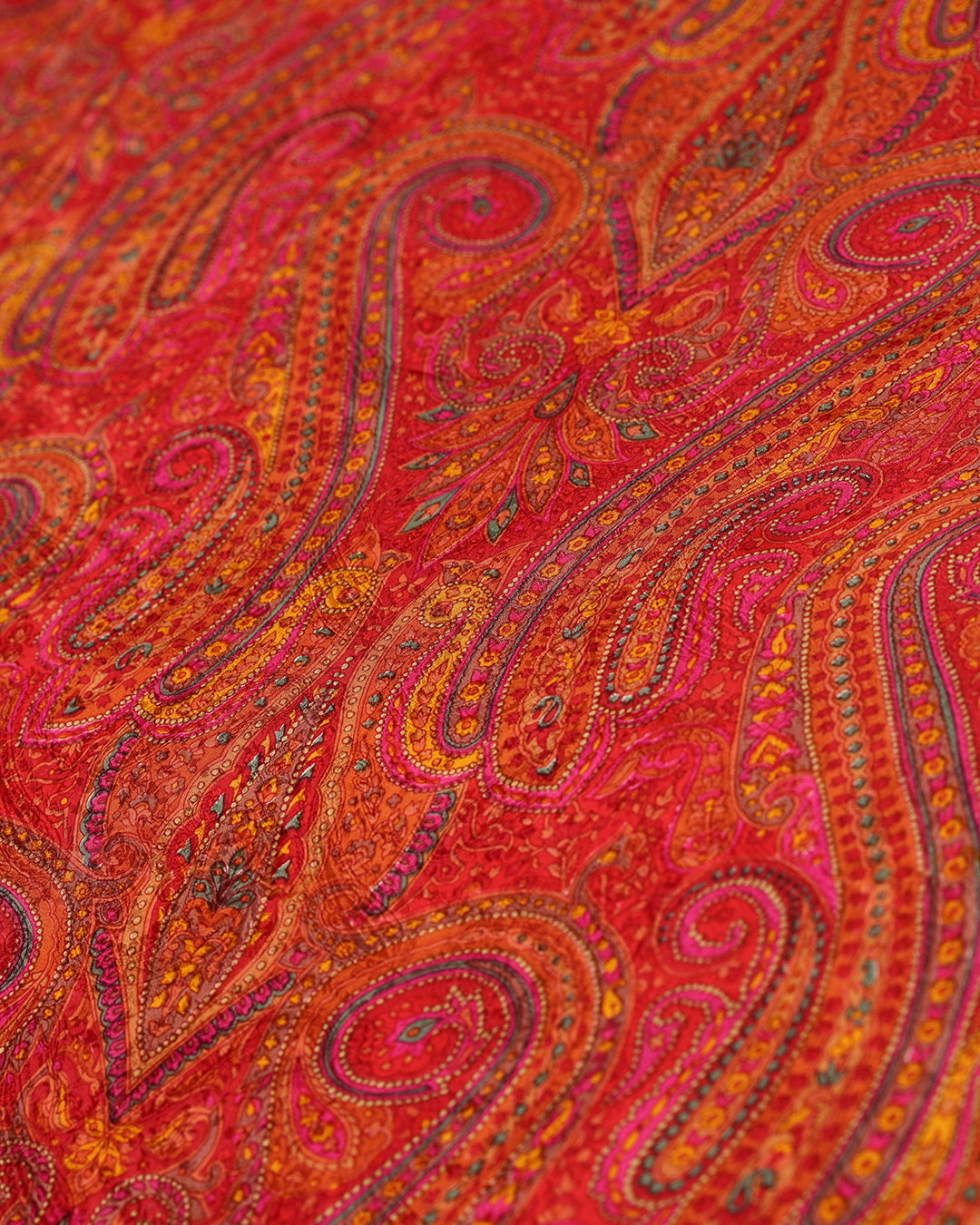 Striking Sunrise Paisley Printed Pure Silk
