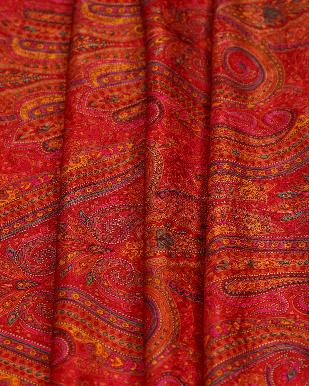 Striking Sunrise Paisley Printed Pure Silk