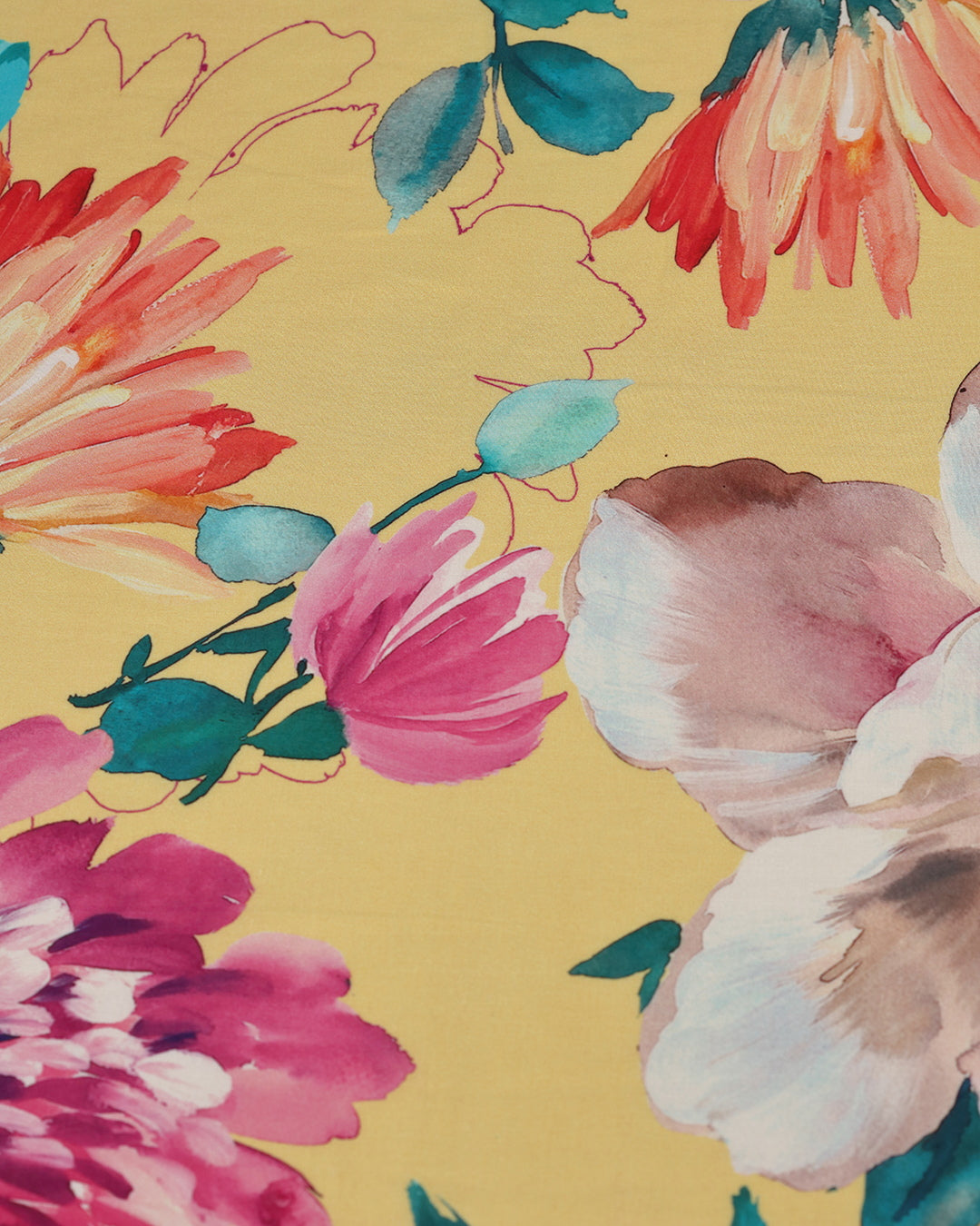 Summer Yellow Floral Print Voile