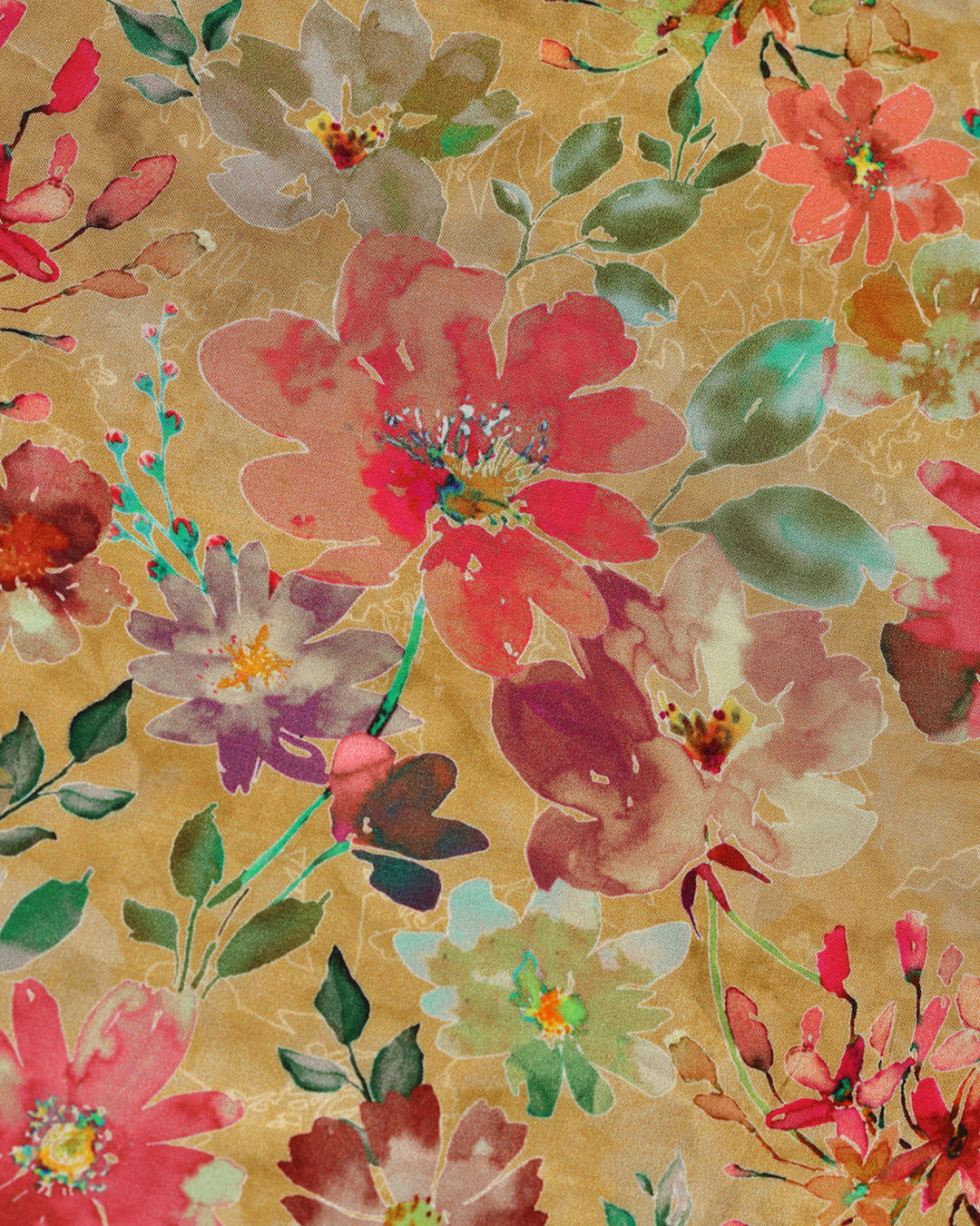 Sunset Gleam Floral Printed Modal Satin