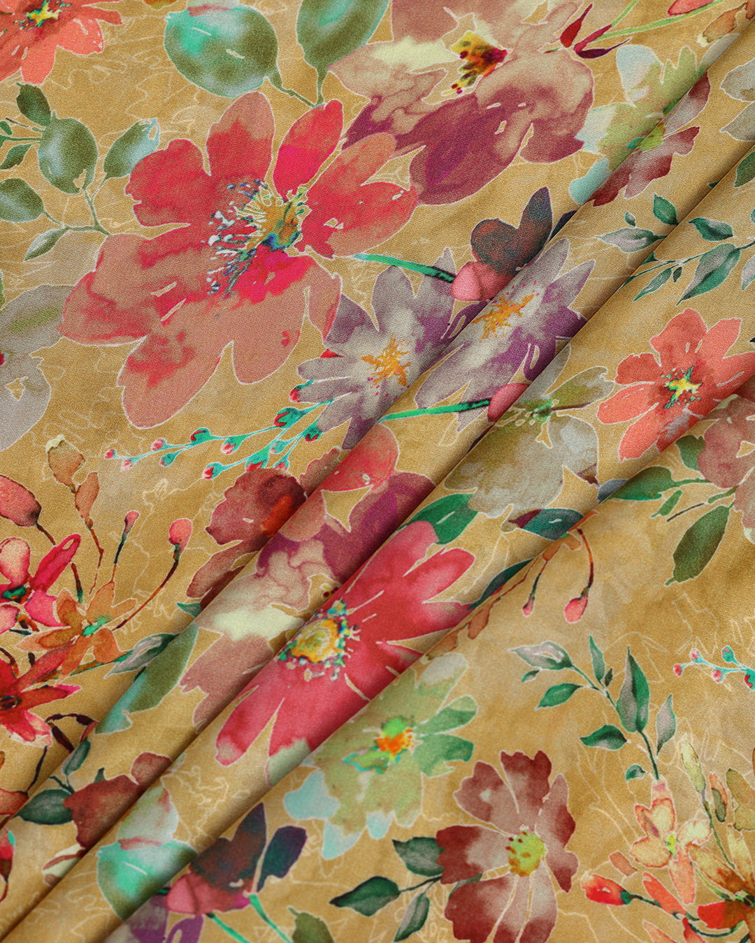 Sunset Gleam Floral Printed Modal Satin