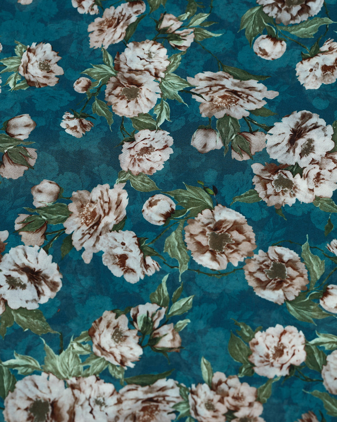 Teal With Floral Print Voile