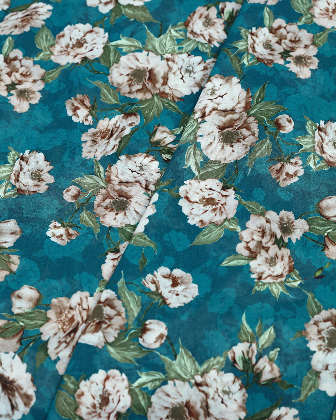 Teal With Floral Print Voile