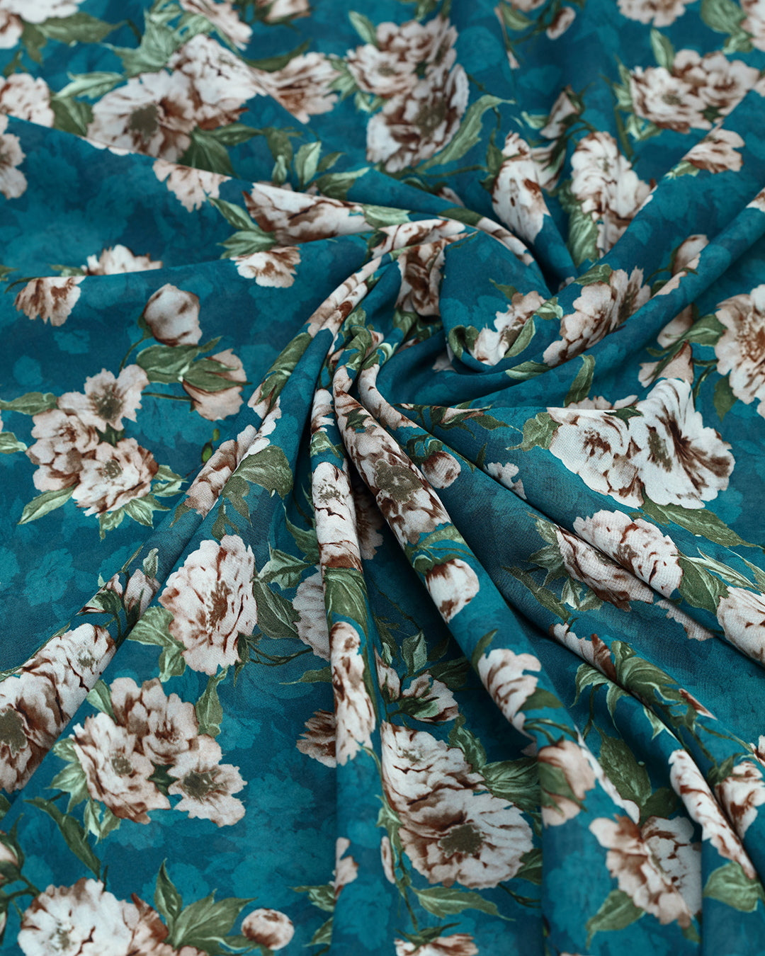 Teal With Floral Print Voile