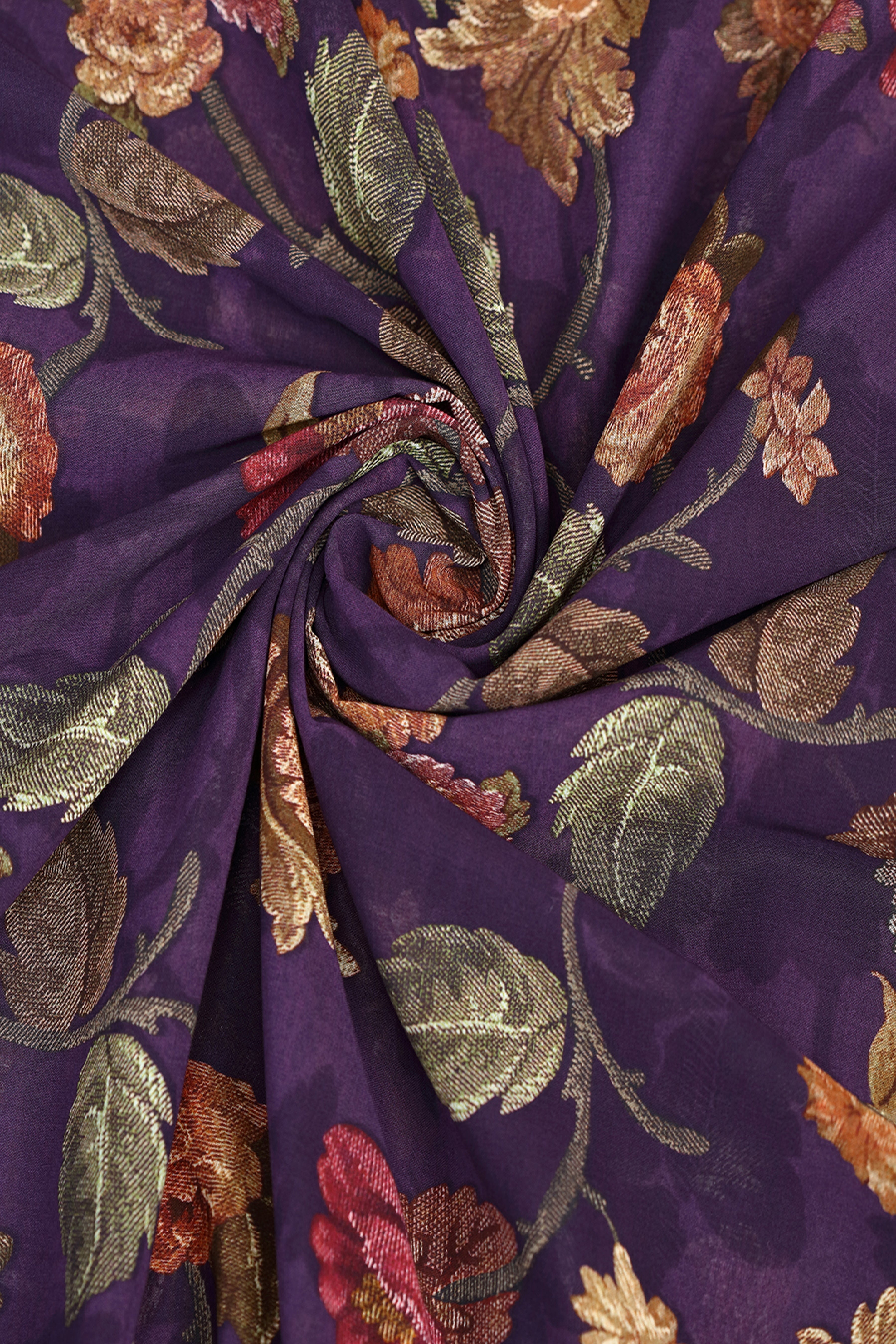Twilight Purple Textured Floral Voile
