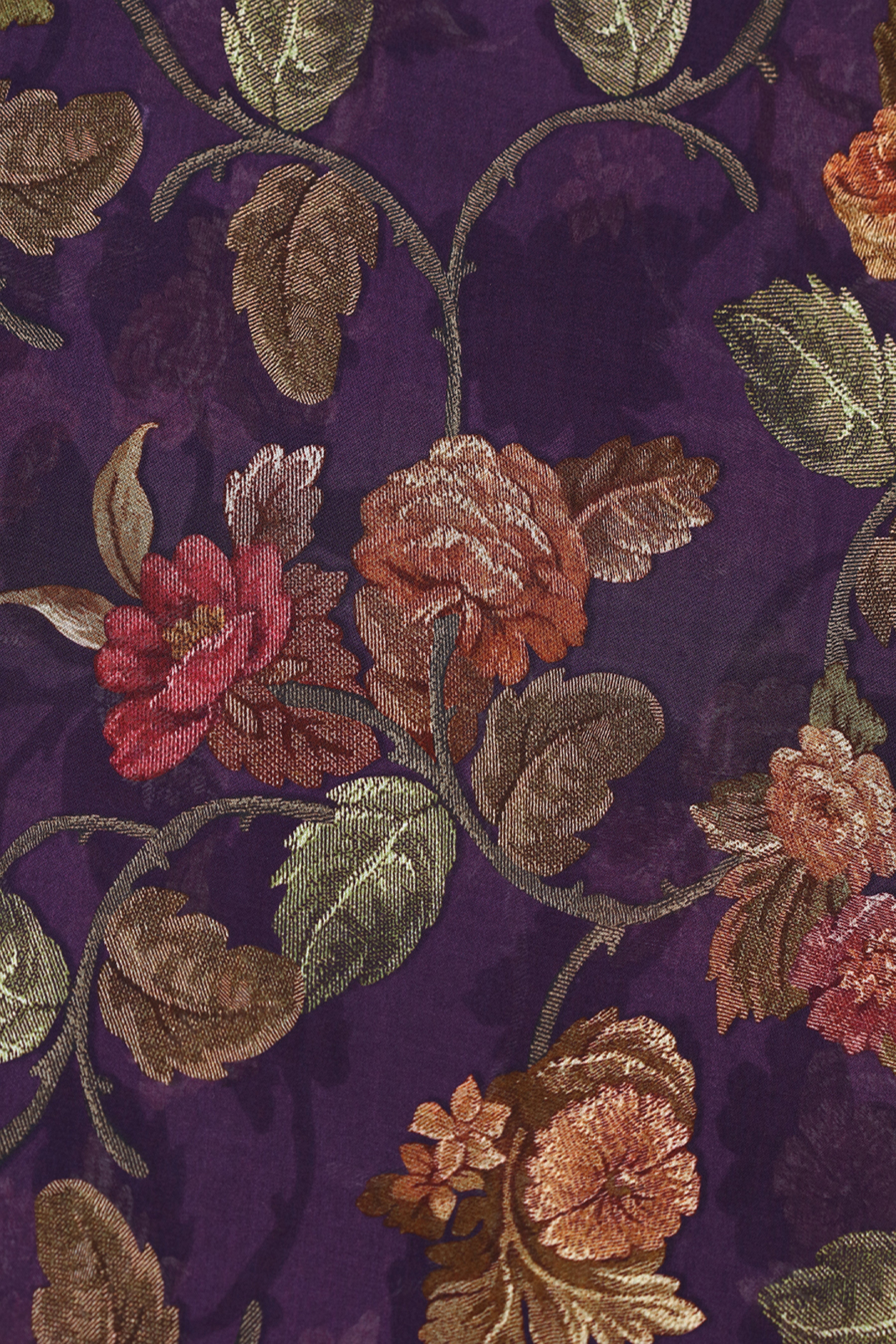 Twilight Purple Textured Floral Voile
