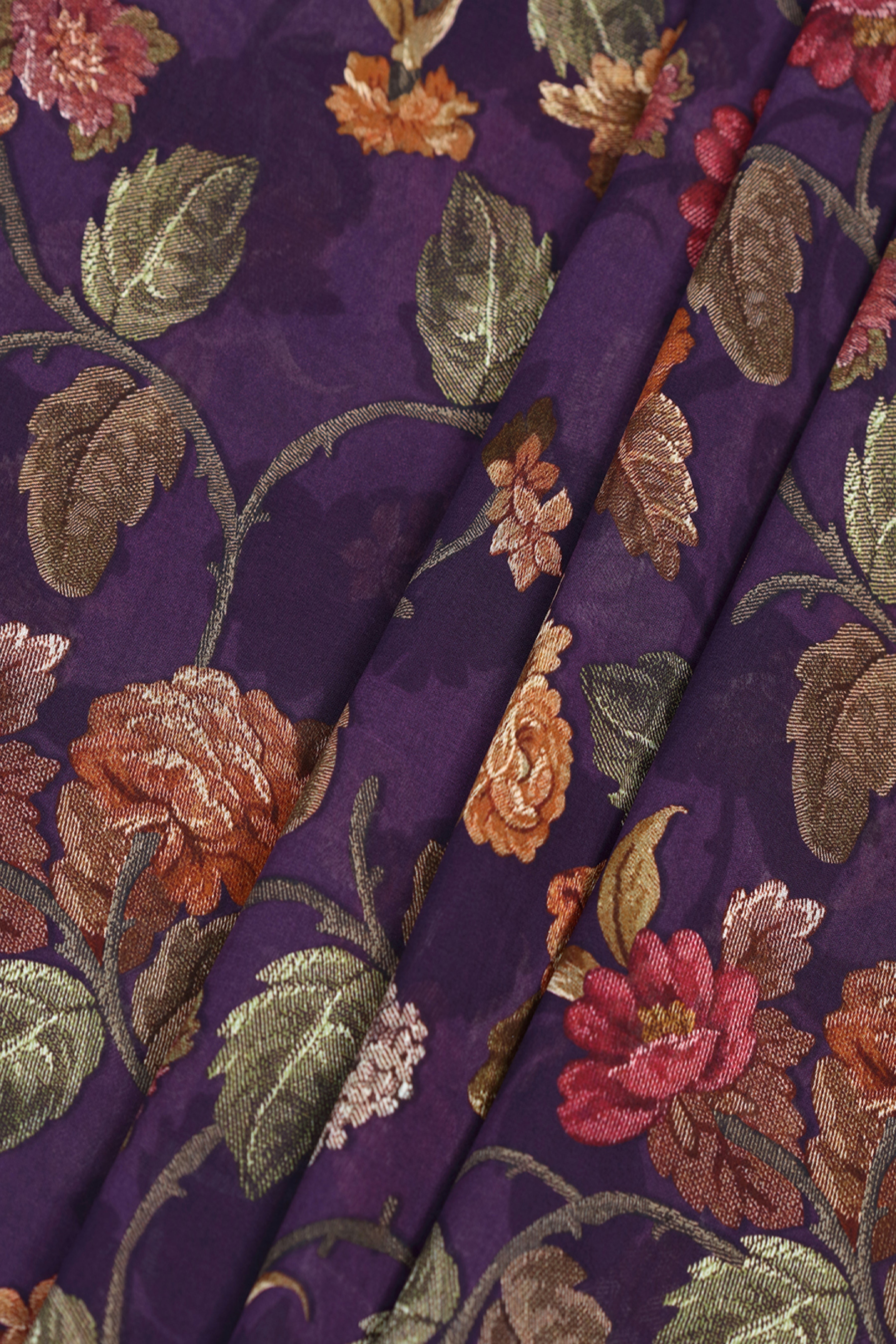 Twilight Purple Textured Floral Voile